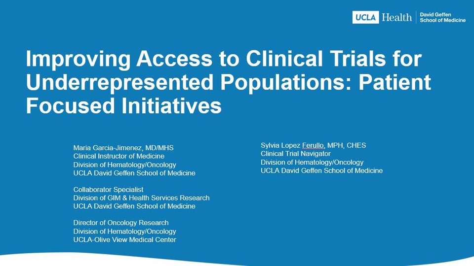 Improving Access to Clinical Trials for Underrepresented Populations: Patient Focused Initiatives
