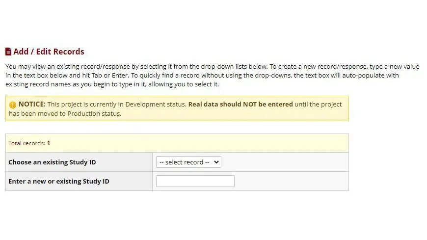 RedCap instructions to add or edit records without autonumbering