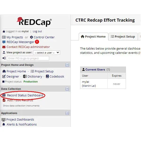 RedCap instructions on accessing records status