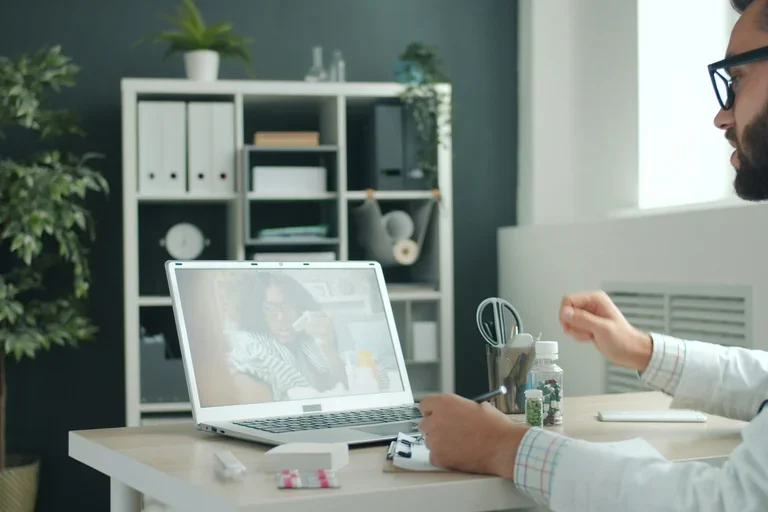 Doctor consults patient during a telehealth visit