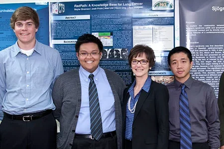 Group of young scientists