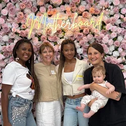 Attendees post for photo at CERP's Motherboard event