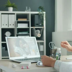 Doctor consults patient during a telehealth visit
