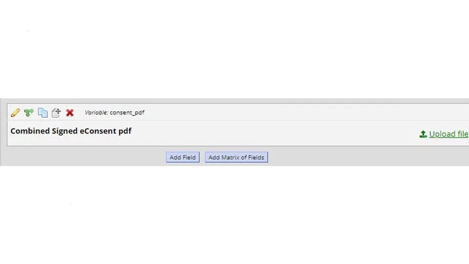 Sample of file upload field screen in REDCap