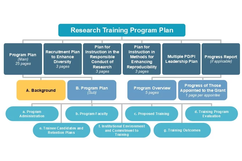 Research Training Program Plan diagram: A. Background