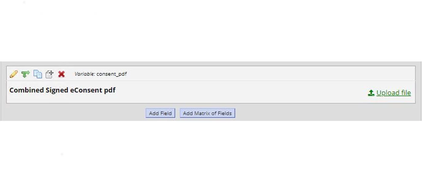 Sample of file upload field screen in REDCap